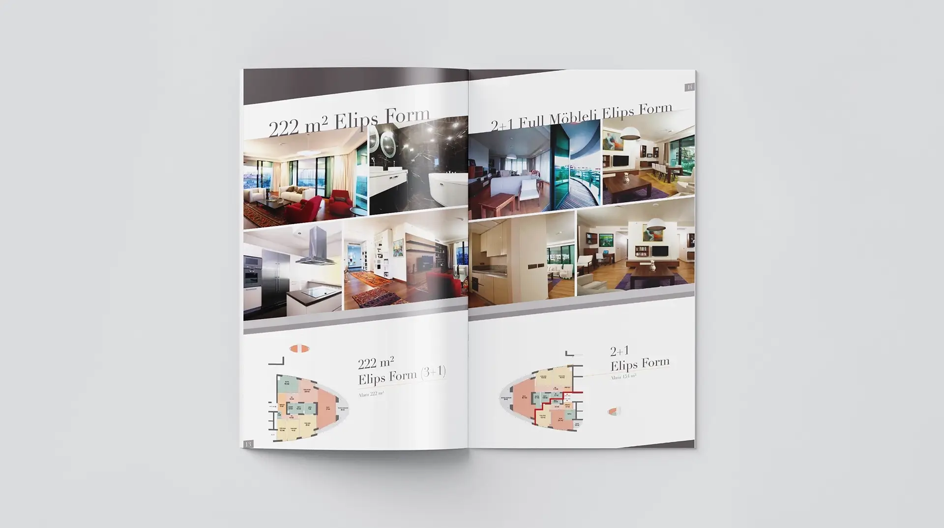 Portakal Çiçeği Residence katalog elips form sayfası tasarımı